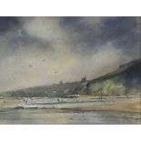 Steve SLIMM (British b.1953) Nr. St Agnes, Watercolour, Titled and signed verso, Signed lower right,