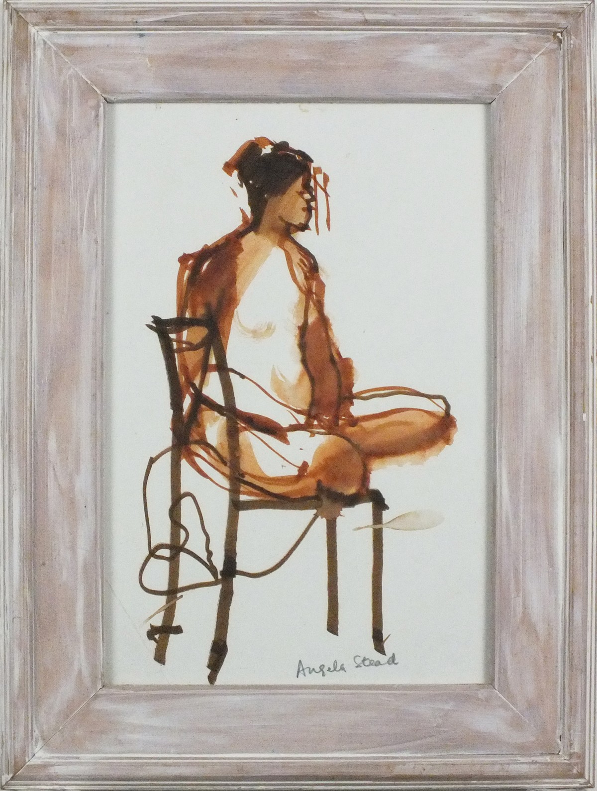 Angela STEAD (20th/21st Century British School) Seated Female Nude, Watercolour, Signed lower right, - Image 2 of 3