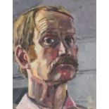 Roger BLISS (British 20th century) Head Study - gentleman with a moustache, Oil on board, Signed and