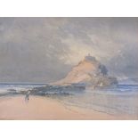 Thomas HART (British 1830-1916) St Michael's Mount - low tide, Watercolour, Signed lower left,12.75"