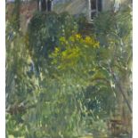 Pat ALGAR (British 1939 - 2013) The Artist's Garden at Chymorvah, Oil on board, Unframed, 20" x