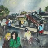 Gill WATKISS (British b. 1938) 'Evening Redruth Station', Oil on canvas, Titled verso, Signed