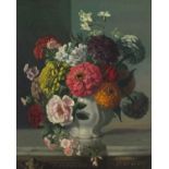 Hilda Elizabeth KIDMAN (British 1891 - 1980) Still Life of Mixed Flowers in a Vase, Oil on canvas,