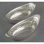 A pair of silver oblong boat shaped Bon Bon dishes, C & S Co. Ltd, London 1901, with pierced with