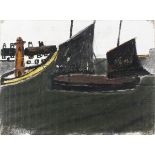 Daphne MCCLURE (British b.1930) 'PZ 12' - Fishing Boat in the Harbour, Oil on board, Signed , titled