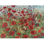 Michael STRANG (British b.1942) Poppies in a Wildflower Meadow, Oil on board, Signed & dated '87