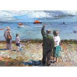 Jeremy SANDERS (British b. 1969) 'Newlyn Raft Race', Oil on board, Signed & titled verso, Signed