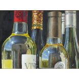 Jan Merrick HORN (British b.1948) Still Life - Study of Wine Bottles, Oil on board, Signed lower