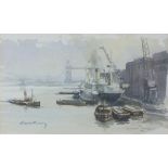 Jack POUNTNEY (British 1921-1997) 'From London Dock', Watercolour, Titled verso, Signed lower left,
