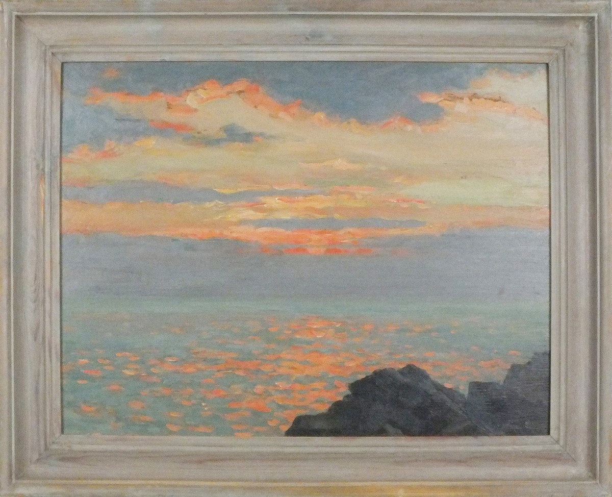 Frank JAMESON (British 1898-1968) Sunset over the Sea, Oil on board, Signed lower right, 13.25" x - Image 2 of 5