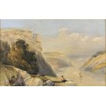 Late 19th/early 20th Century, Young Goat Herd with his Flock - Coastal Landscape, Watercolour with