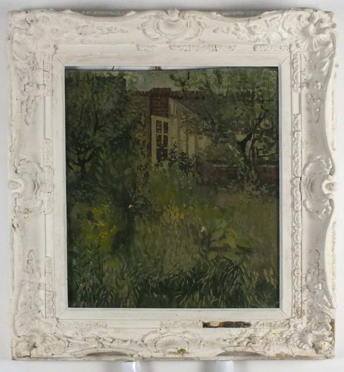 Pat ALGAR (British 1939 - 2013) 'Overgrown Garden', Oil on board, Signed & titled verso ,  21.75" - Image 2 of 2