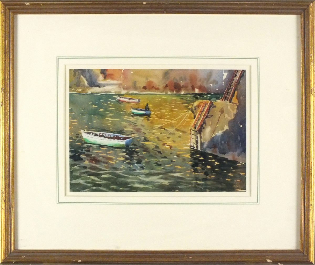 Arthur Royce BRADBURY (British 1892-1977) Boats in the Harbour, Watercolour, 6.75" x 9.75" (17.1cm x - Image 2 of 2
