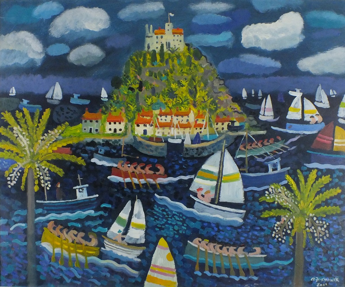 Alan FURNEAUX (British b.1953) 'Racing Round the Mount' - Boats by St.Michael's Mount Marazion,