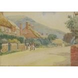 Elsie W. NEVE (20th Century British School) 'George Inn Chideock (Dorset)' - Figures outside the Pub