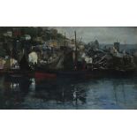John Robertson REID RBA ROI RI (Scottish 1851-1926) Cornish Fishing Harbour, Oil on canvas, Signed
