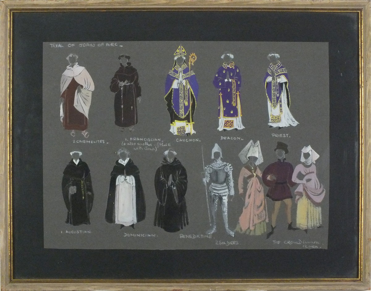 Cynthia Jeanette TINGEY (British 1931-2005) 'Trial of Joan of Arc' Costume designs, Watercolour with - Image 2 of 6