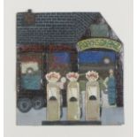 Pauline LIU-DEVEREUX (b.1951) 'Roachs Garage', Mixed media collage, Signed Pauline Liu lower