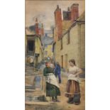 Ralph TODD (British 1856-1932) 'Village News, Old Newlyn' - Women Gossiping in the Street,