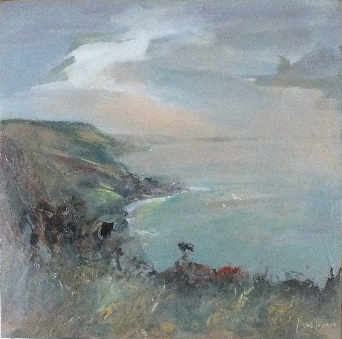 Steve SLIMM (British b.1953) 'It Began to Cloud Over - Kenneggy' Cornwall, Oil on board, Titled to