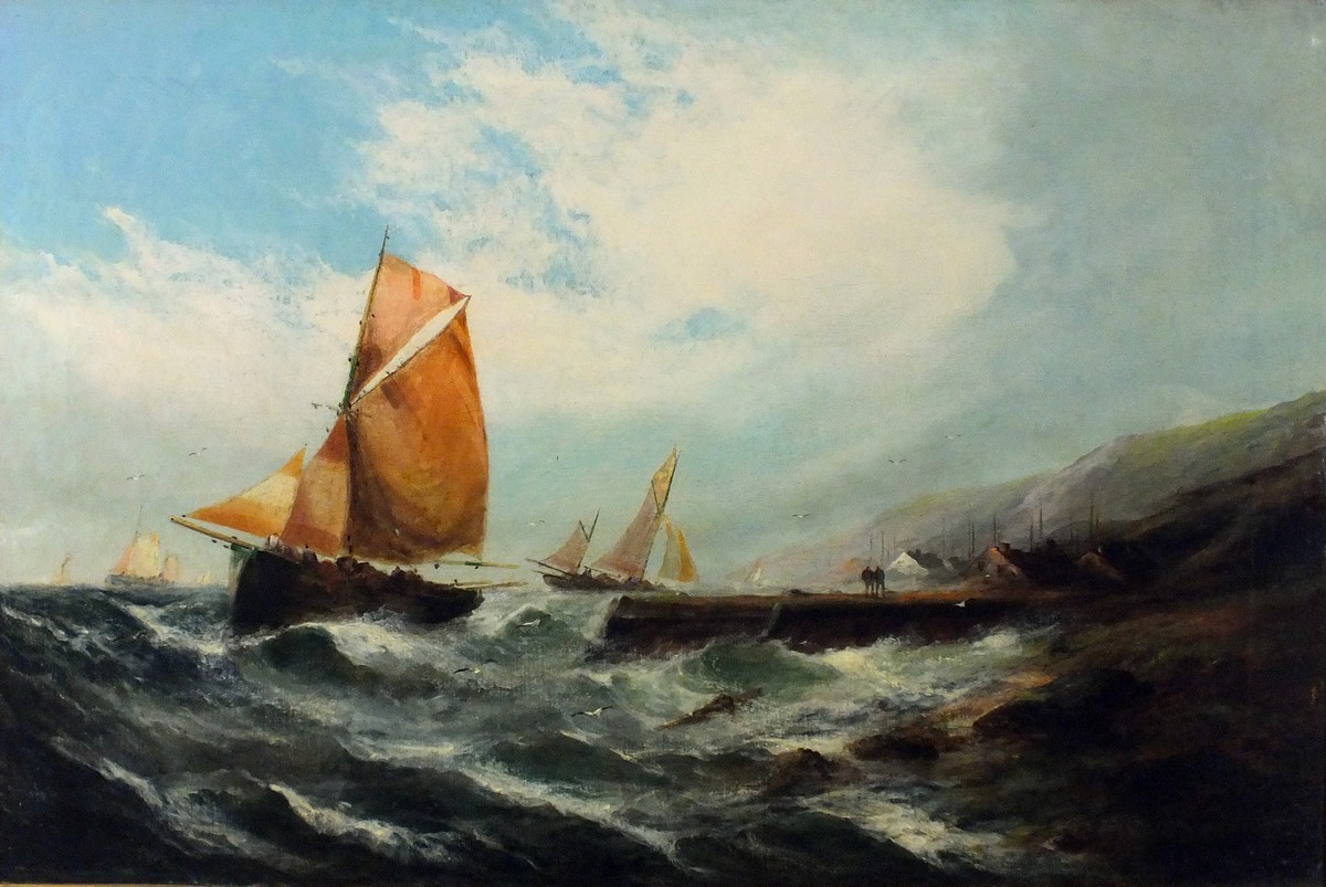 George KNIGHT (fl. 1872-1892) Fishing Boat Setting Out in Choppy Seas, Oil on canvas, Signed lower - Image 3 of 4