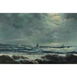 Alfred DREW (British 1926-2002) Sailing Vessels in Rough Seas, Oil on canvas board, Signed lower