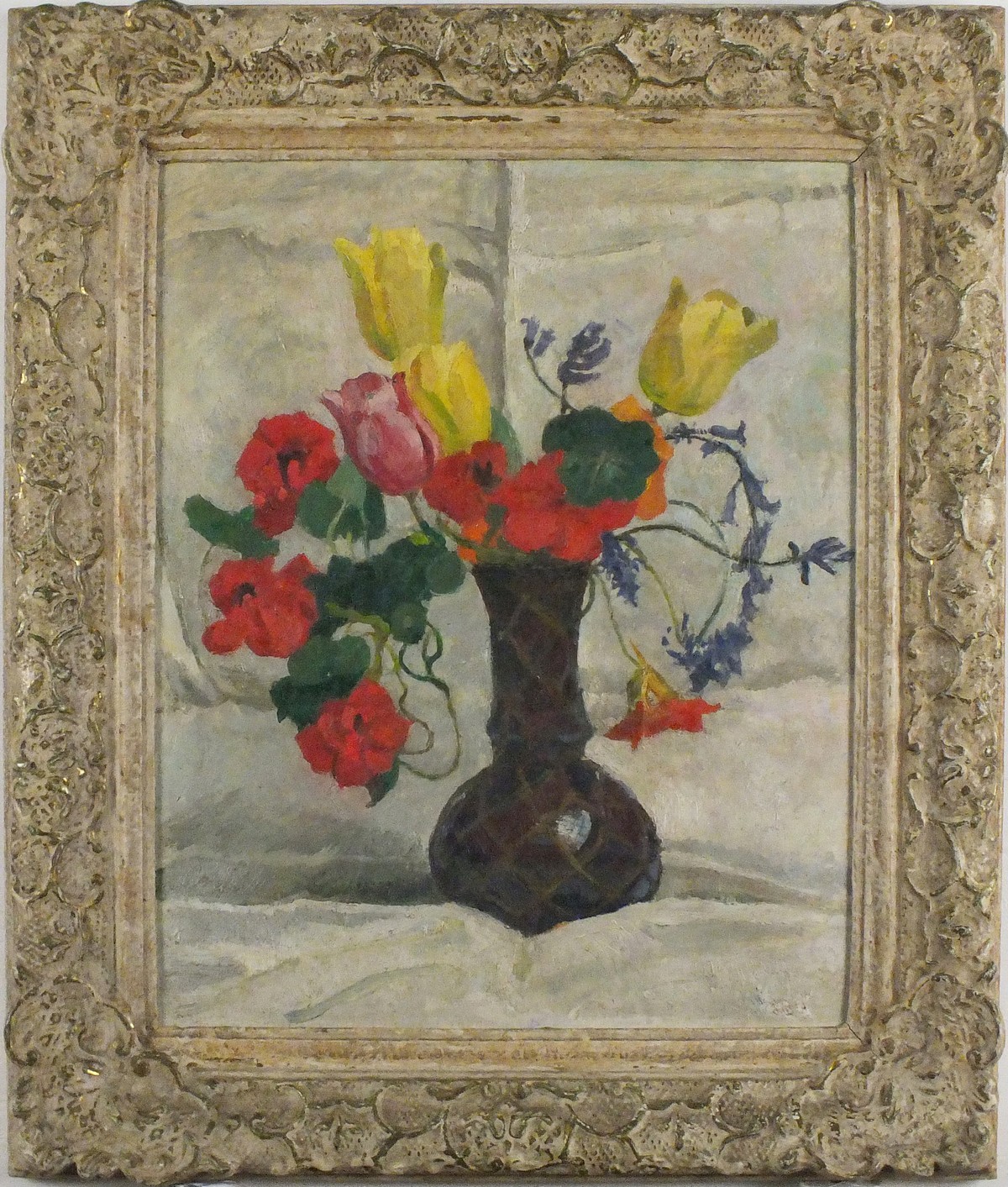 John Anthony PARK (British 1880-1962) Still Life - Flowers in a Vase, Oil on board, Indistinctly - Image 2 of 2