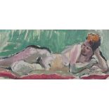 Eric James MELLON (British 1925-2014) Reclining Female Nude, Oil on board, Signed lower left, 5.5" x