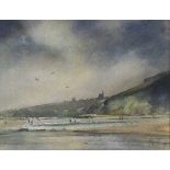 Steve SLIMM (British b.1953) Nr. St Agnes, Watercolour, Signed lower right, Titled and signed verso,