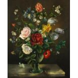 Rita TOOBY (British 20th century) Still Life of Flowers in a Vase, Oil on canvas, Signed with