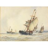Frederick James ALDRIDGE (British 1850-1933), 'Running for Shoreham', shipping in choppy seas,