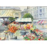 Gill FOTHERINGHAM (20th Century) Continental Flower Stand, Watercolour, Signed lower right, 11.5"