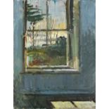 Pat ALGAR (British 1939-2013) Chymorvah House - View to the Garden, Oil on board, Bears studio stamp