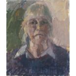 Pat ALGAR (British 1939-2013) Self Portrait, Summer 2008, Oil on board, Signed verso, Unframed,