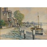 Van GILL (20th Century) Polperro Harbour, Watercolour, Signed lower right, 13.75" x 20.5" (35cm x