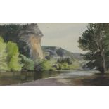 Julian ROEBUCK (20th Century British School) 'The Dordogne River near Chateau Montfort' , Signed &