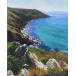 Caroline WHISHAW (British b.1949) 'West to Zennor', Oil on canvas, Signed lower right, Titled verso,