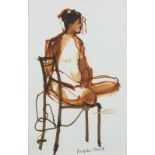 Angela STEAD (20th/21st Century British School) Seated Female Nude, Watercolour, Signed lower right,