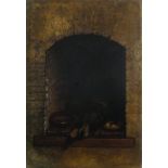 SOUTHAM? (Early 20th Century) Dog in a Kennel, Oil on canvas, Indistinctly signed and dated lower