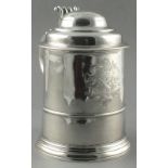 A George II silver lidded tankard, London 1733, - John Fossey, the domed cover above square tapering