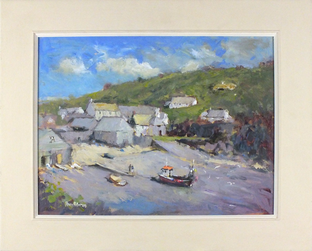 Vince PETERSON (British b.1945) 'Low Tide Cadgewith' (sic), Oil on board, Signed lower left, Signed, - Image 2 of 2