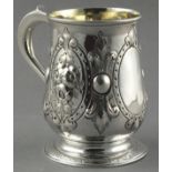 A George II silver tankard, Newcastle 1759 - John Langlands, of bellied form and later repousse