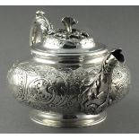 A Victorian silver teapot, London 1839 - Charles Gordon, of squat circular form and decorated with