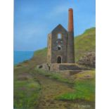 Rex O'DELL (British b.1934) 'Wheal Coates Mine nr Chapel Porth', Acrylic on board, Titled & signed