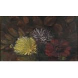 19th Century English School Still Life of Flowers, Oil on canvas laid down, 6.25" x 10.5" (16cm x