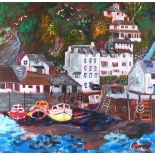 Gina FARRELL (British b.1970) Beautiful Polperro, Oil on canvas, Signed Gina lower right, Titled,