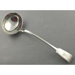 A Victorian silver soup ladle, London 1847 George Adams, of fiddle pattern and engraved with