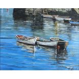 Gordon SMITH (British b.1954) Boats at Rest, Mevagissey, Acrylic on canvas board, Signed lower