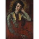 Arthur Ralph Middleton TODD (British 1891 - 1966) Portrait of a Woman, Oil on mahogany panel, 19.75"