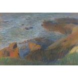 Paul LEWIN (British b.1967) Cape Cornwall Cliffs, Pastel on paper, Signed lower right, Titled &